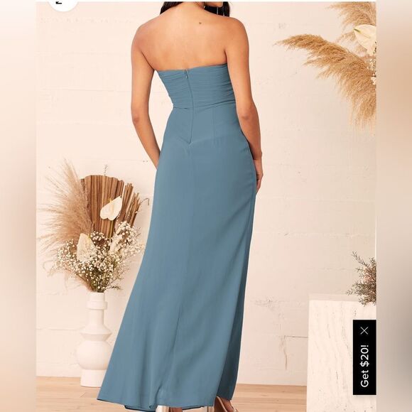 Lulus Maxi Dress Strapless Size Large Blue - Picture 4 of 9